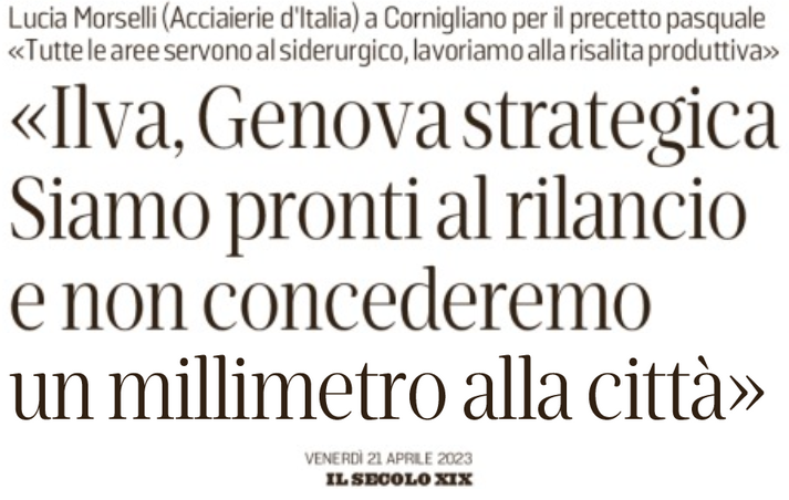 2023 04 21 ex ILVA di Cornigliano Acciaierie ditalia non concedera un millimetro alla citta Il Secolo XIX