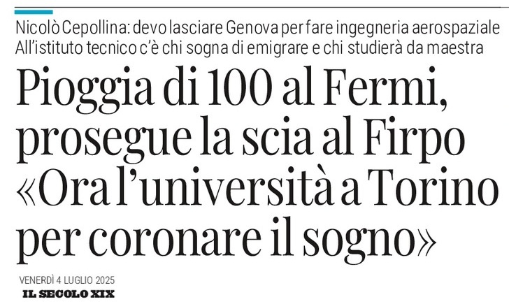 2025 07 04 scuola esame di maturita Genova un ragazzo si iscrivera al politecnico di Torino per frequentare ingegneria aerospaziale TITOLO Il Secolo XIX